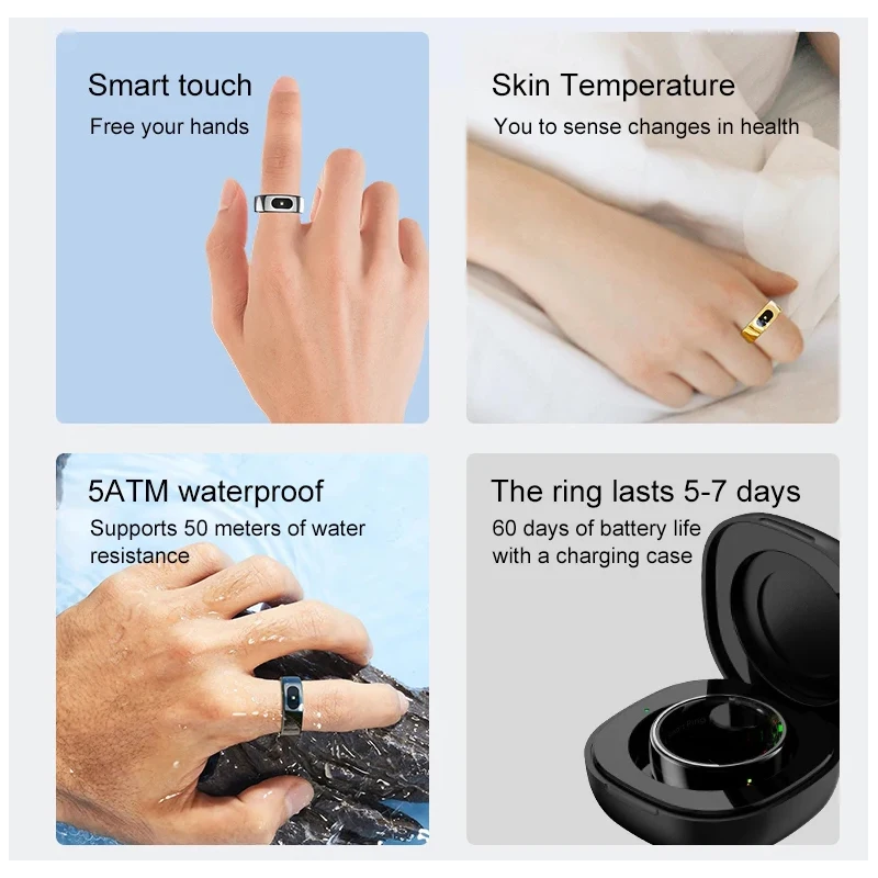 Smart Ring with Charging Case  – обзор и цена Temperature Ring Skin