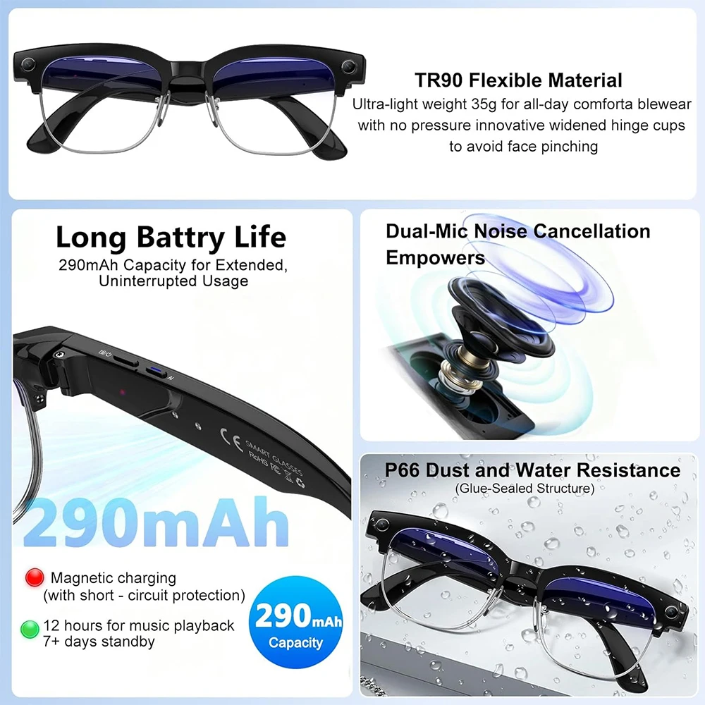 4K Smart AI Glasses 8MP Camera – обзор и цена Smart Glasses Lens