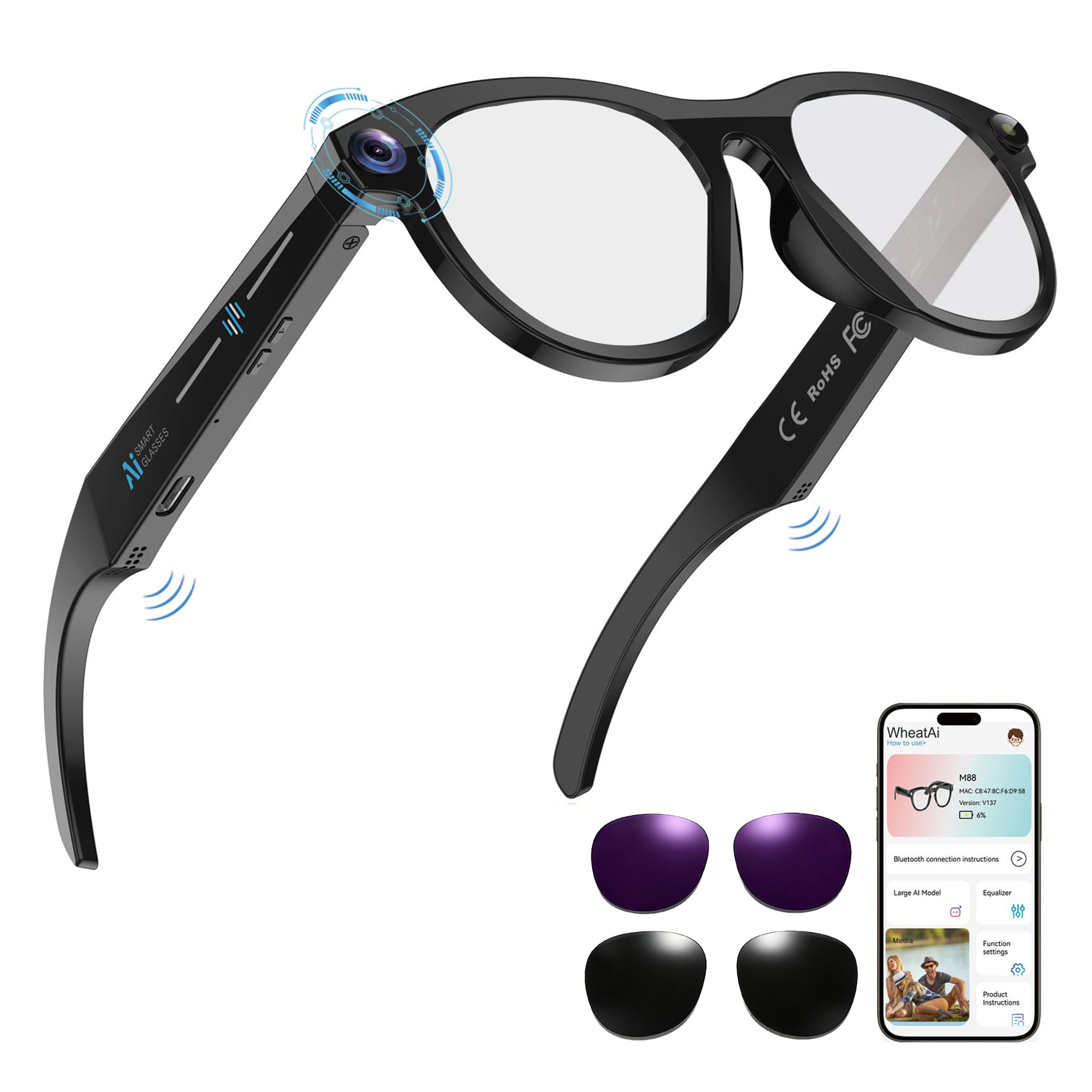 Black Smart Ai Glasses for Men – обзор и цена Smart Glasses Lens