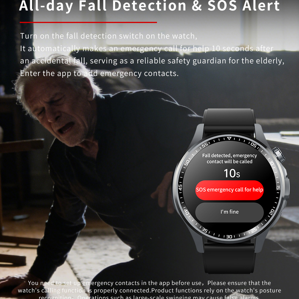 Men Smart Watch All Day Fall D – обзор и цена Fall Detection Watch